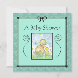 Invitations de douche bébé maman et canards bébé