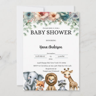 Invitations de douche bébé personnalisées | Thème 