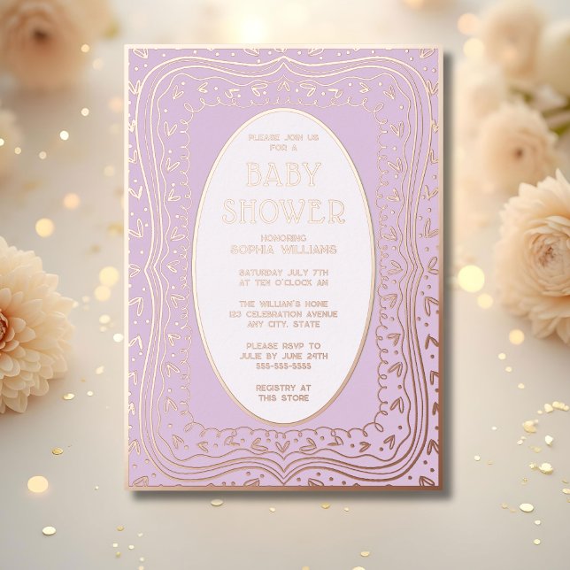 Invitations de douche bébé Sexe Lavande neutre (Créateur téléchargé)