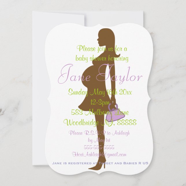 Invitations De Douche Bébée Silhouette Purple Cour (Devant)