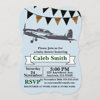 Invitations de douche de bébé d'avion