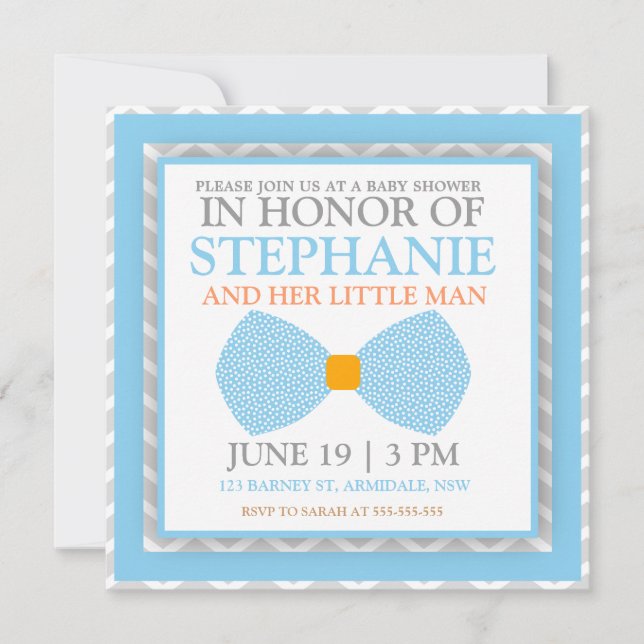Invitations de douche de bébé de cravate d'arc (Devant)