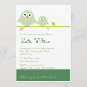 Invitations de douche de Hibou-bébé vert de Moma
