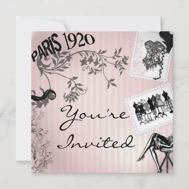 Invitations de douche de thème de MODE de Paris (Devant)