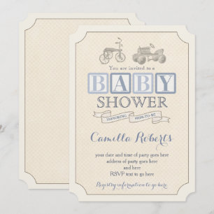 Invitations de douche de voiture en pédale vintage