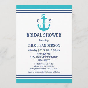 Invitations de douche nautique bleu clair