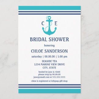 Invitations de douche nautique bleu clair