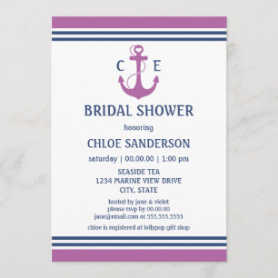 Invitations De Douche Nautique Violet