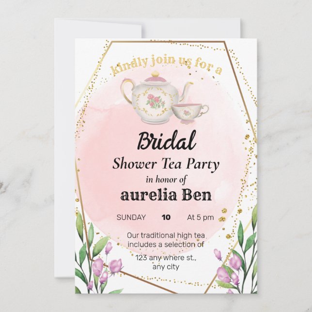 Invitations de douche nuptiale à haute teneur en t (Devant)