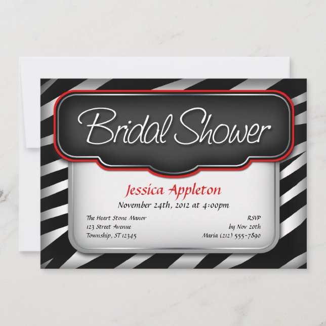 Invitations de douche nuptiale à imprimer Zebra (Devant)