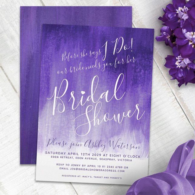 Invitations de douche nuptiale à ultraviolet viole (Créateur téléchargé)
