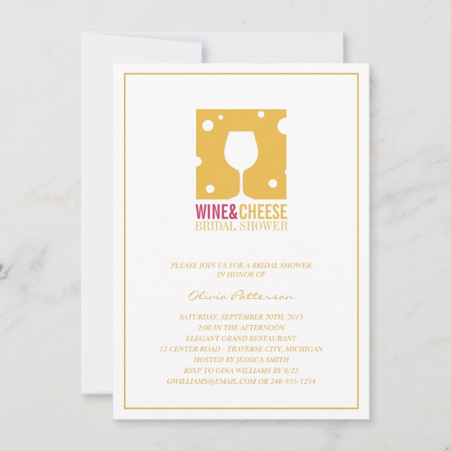 Invitations De Douche Nuptiale À Vin Et Fromage Un (Devant)