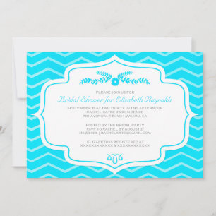 Invitations de douche nuptiale Aqua Chevron