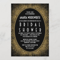 Invitations de douche nuptiale Art déco noir et or