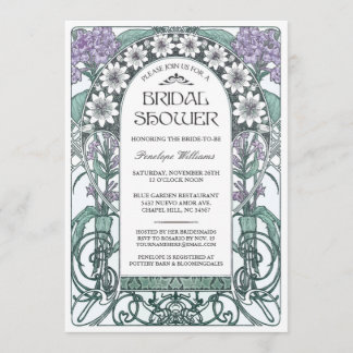 Invitations de douche nuptiale Art nouveau V.06