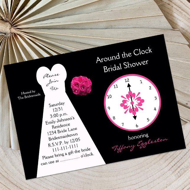 Invitations de douche nuptiale autour de l'horloge (Créateur téléchargé)