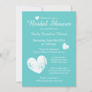 Invitations de douche nuptiale bleu et blanc turqu