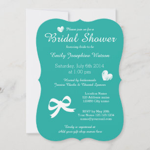 Invitations de douche nuptiale bleu turquoise chic