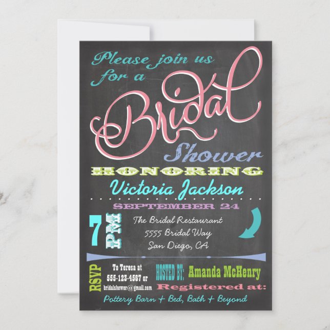Invitations de douche nuptiale Chalkboard moderne (Devant)