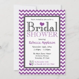 Invitations de douche nuptiale Chevron violet et b
