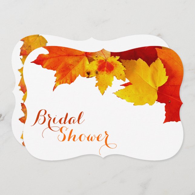 Invitations de douche nuptiale d'automne Feuille o (Devant / Derrière)