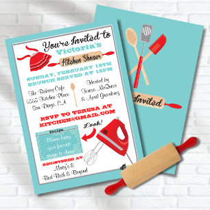 Invitations de douche nuptiale de cuisine rétro