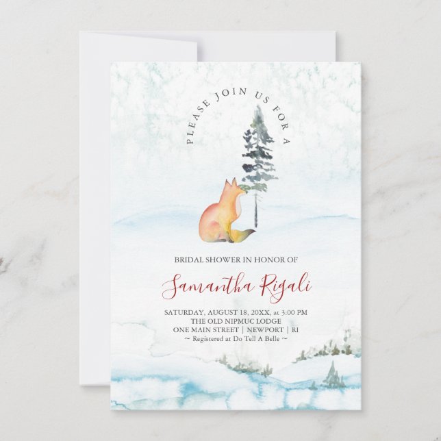 Invitations de douche nuptiale de Fox d'hiver (Devant)