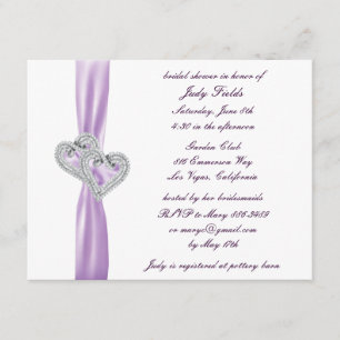 Invitations de douche nuptiale de lavande de coeur