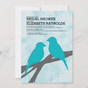 Invitations de douche nuptiale d'oiseaux bleus mod