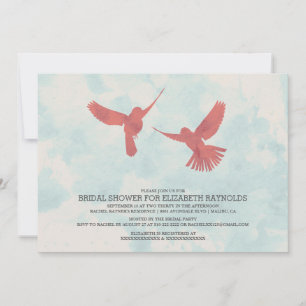 Invitations de douche nuptiale d'oiseaux rouges vi