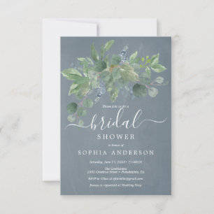 Invitations de douche nuptiale Dusty Blue Eucalypt