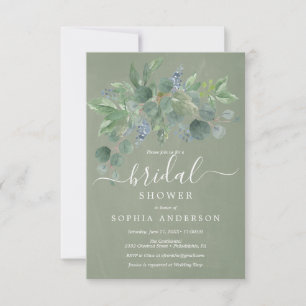 Invitations de douche nuptiale Dusty Blue Eucalypt