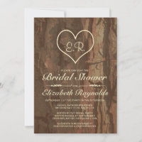 Invitations de douche nuptiale en écorce d'arbre