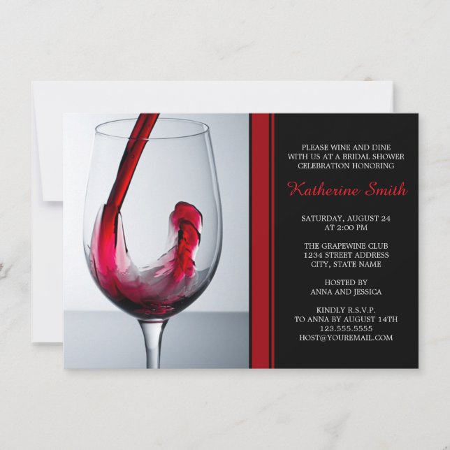 Invitations de douche nuptiale en verre de vin - s (Devant)
