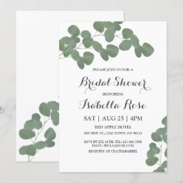 Invitations de douche nuptiale Eucalyptus en argen