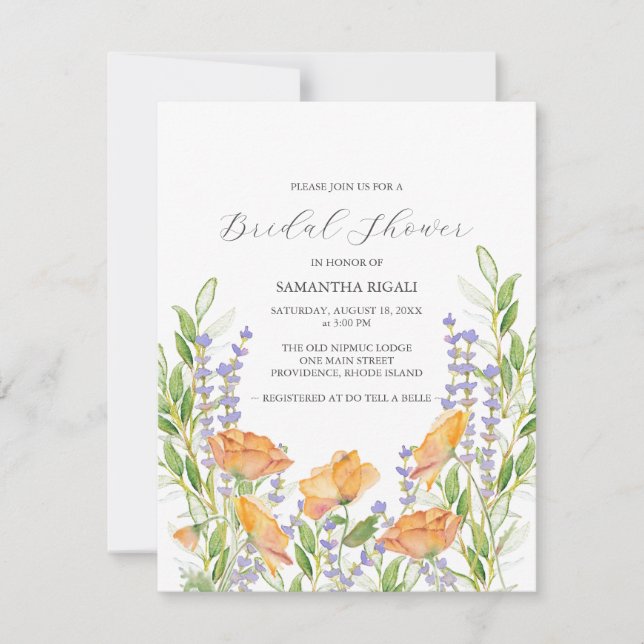 Invitations de douche nuptiale Fleur sauvage aquar (Devant)
