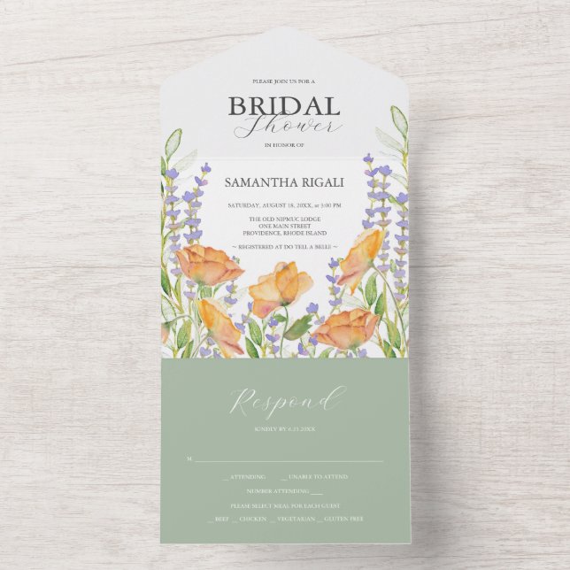 Invitations de douche nuptiale Fleurs sauvages d'a (À l'intérieur)