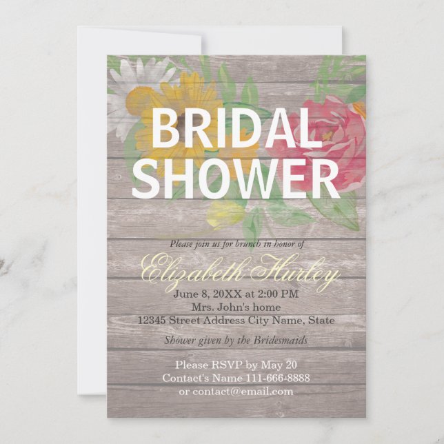 Invitations de douche nuptiale florale (Devant)