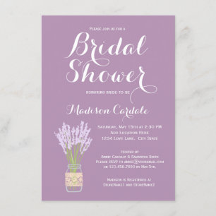 Invitations de douche nuptiale Mason Jar et Lavend