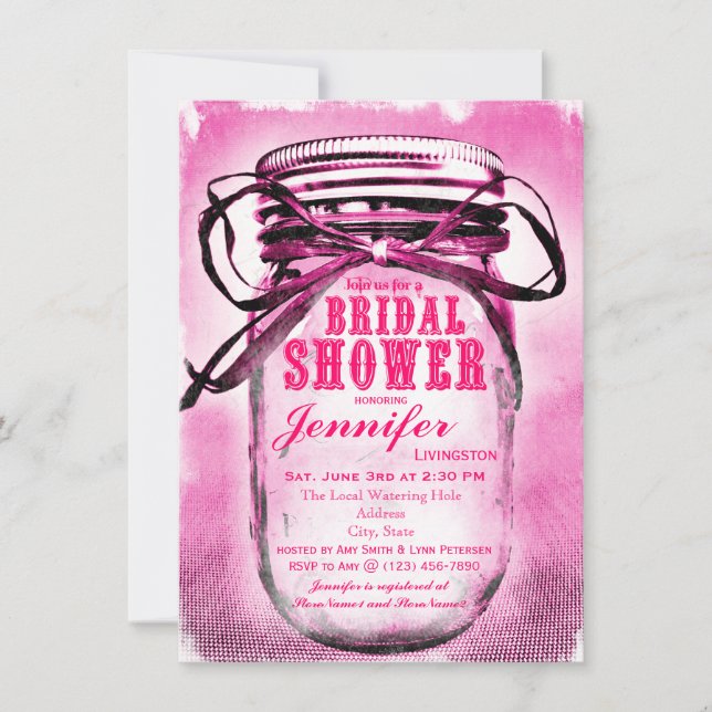 Invitations de douche nuptiale Mason rose Jar (Devant)