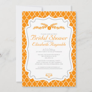 Invitations de douche nuptiale Orange Quatrefoil