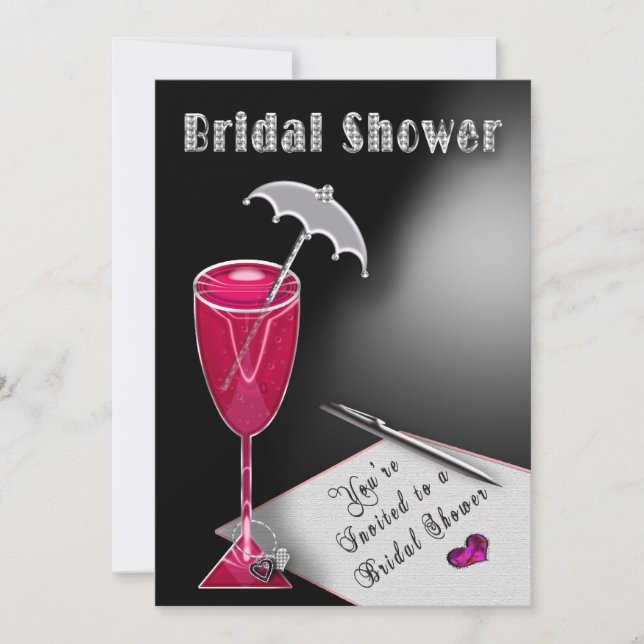 Invitations de douche nuptiale - Parapluie de plai (Devant)