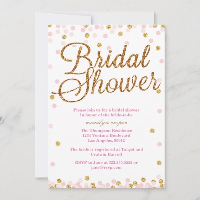 Invitations de douche nuptiale Parties scintillant (Devant)
