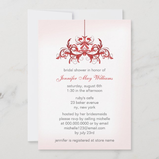 Invitations de douche nuptiale rose (Devant)
