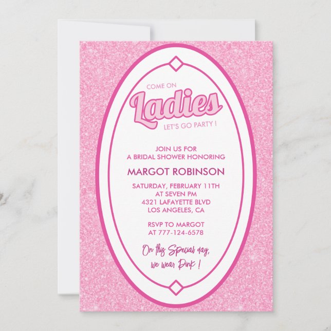 Invitations de douche nuptiale rose chaud Chic Mod (Devant)