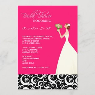 Invitations de douche nuptiale rose et noire