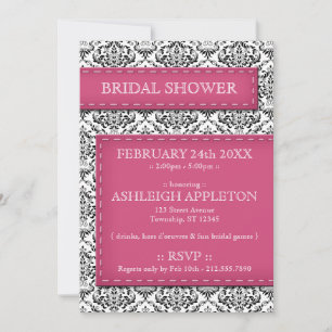 Invitations de douche nuptiale rose pointillé
