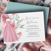 Invitations de douche nuptiale rose & Sage Bleu en