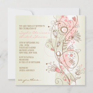 Invitations de douche nuptiale rose Vintage