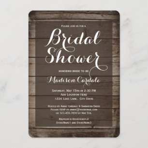 Invitations de douche nuptiale rustique en bois an